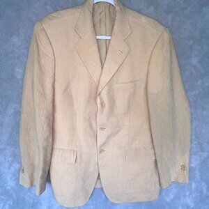 EXPE'Uomo 100% Linen Cream/yello Lightweight 3-Button Sport Coat Mens EU50 Chest